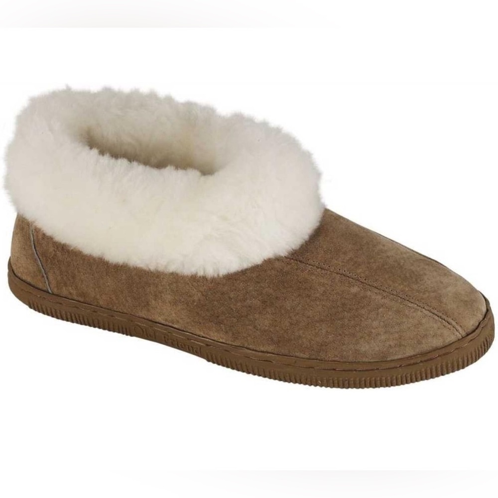 Old Friend Footwear Women's "Juliet" Slippers Chestnut / White Fleece szWMN L7-8